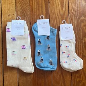 NWT J. Crew Women's Mixed Sock Pack — Blue & Cream Patterned Socks